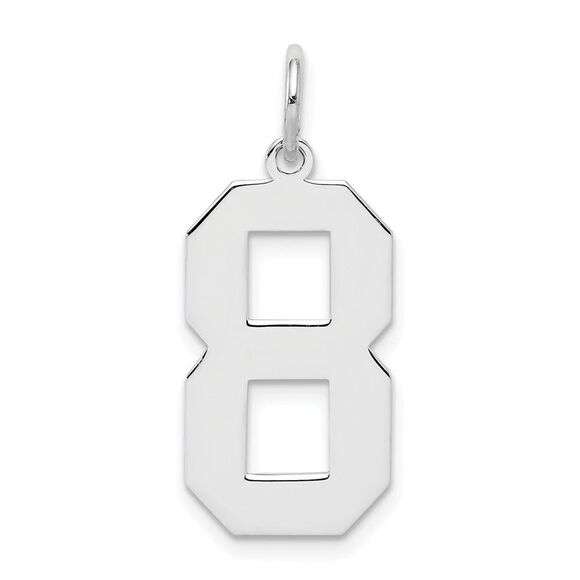 Sterling Silver, Athletic Collection, Large Polished Number 8 Pendant - Picture 1 of 6